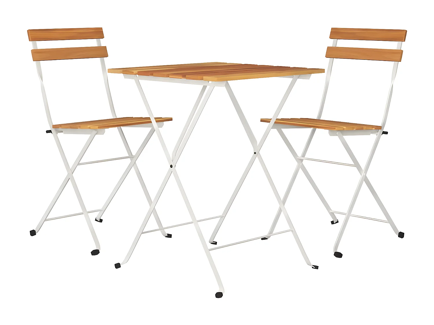 Ensemble de bistro pliable 3 pcs Bois d'acacia solide et acier GFDF87392