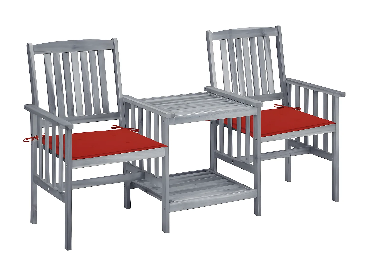Salle à manger de jardin-Chaises de jardin avec table à thé et coussins Acacia solide GFDF88733
