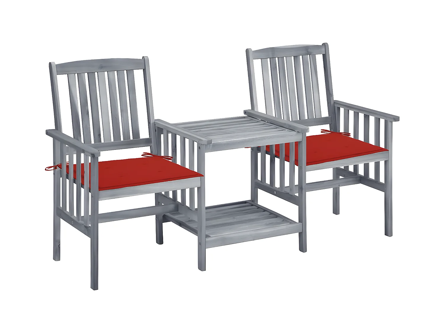 Salle à manger de jardin-Chaises de jardin avec table à thé et coussins Acacia solide GFDF88733
