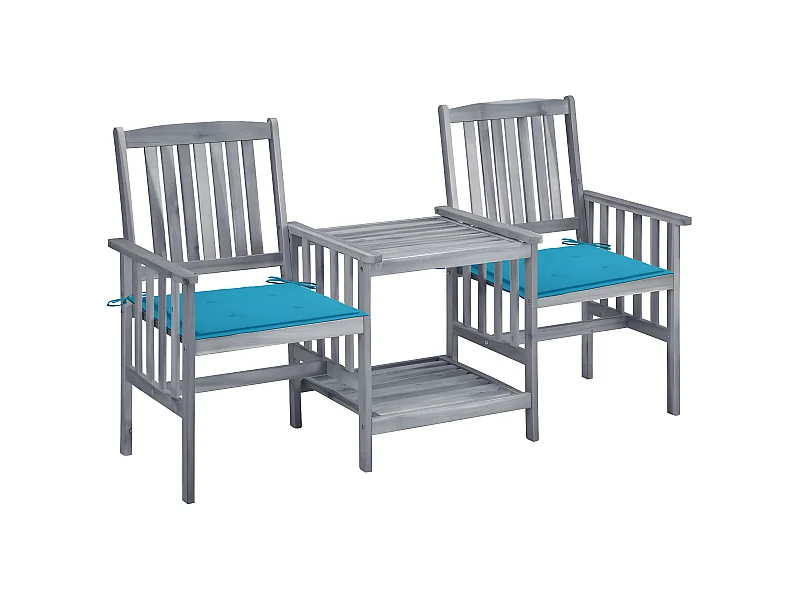 Salle à manger de jardin-Chaises de jardin avec table à thé et coussins Acacia solide GFDF83163