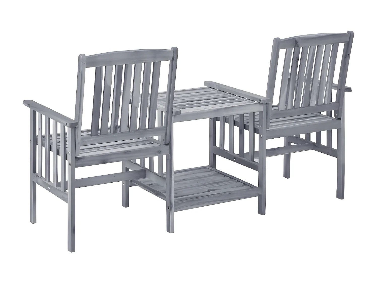 Salle à manger de jardin-Chaises de jardin avec table à thé et coussins Acacia solide GFDF83163