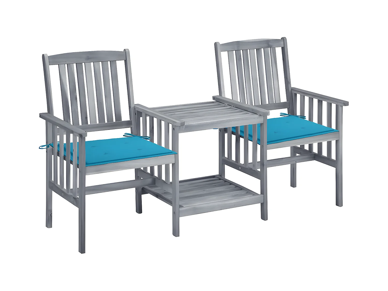 Salle à manger de jardin-Chaises de jardin avec table à thé et coussins Acacia solide GFDF83163