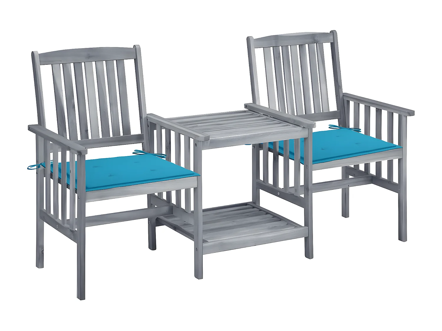 Salle à manger de jardin-Chaises de jardin avec table à thé et coussins Acacia solide GFDF83163
