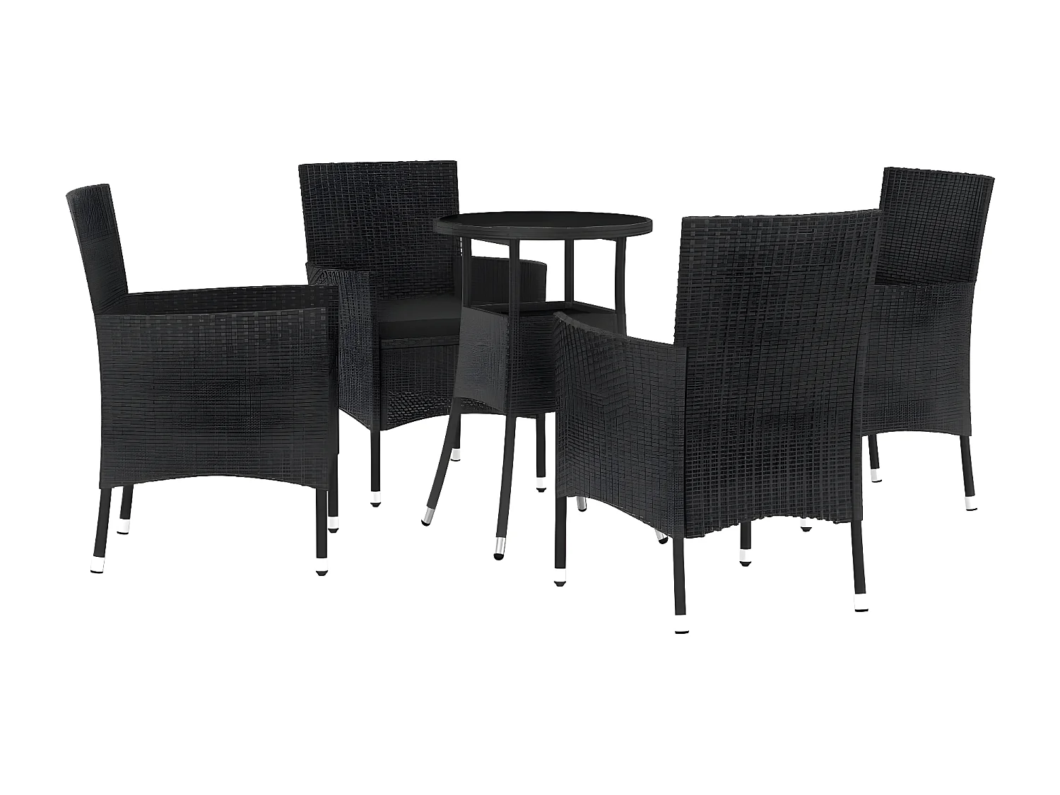 5 pzas Comedor de jardín y cojines ratán sintético negro KOW31866