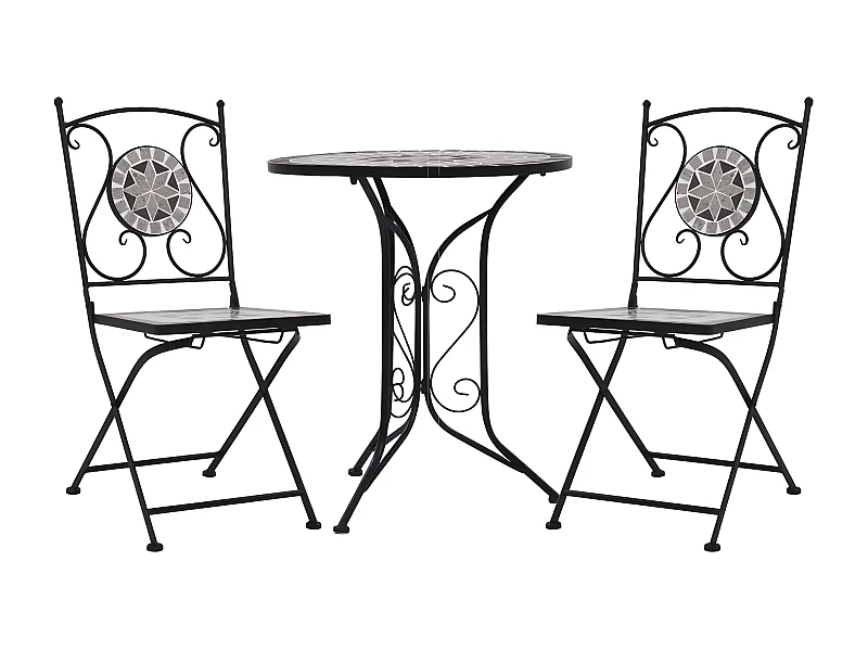 3 pcs conjunto bistro em mosaico azulejos de cerâmica cinzento PT200285