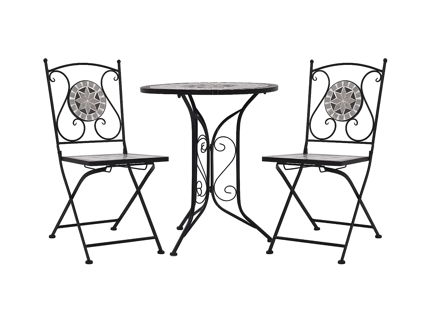 Mobilier de bistro 3 pcs mosaïque Carreaux céramiques Gris GFDF19855