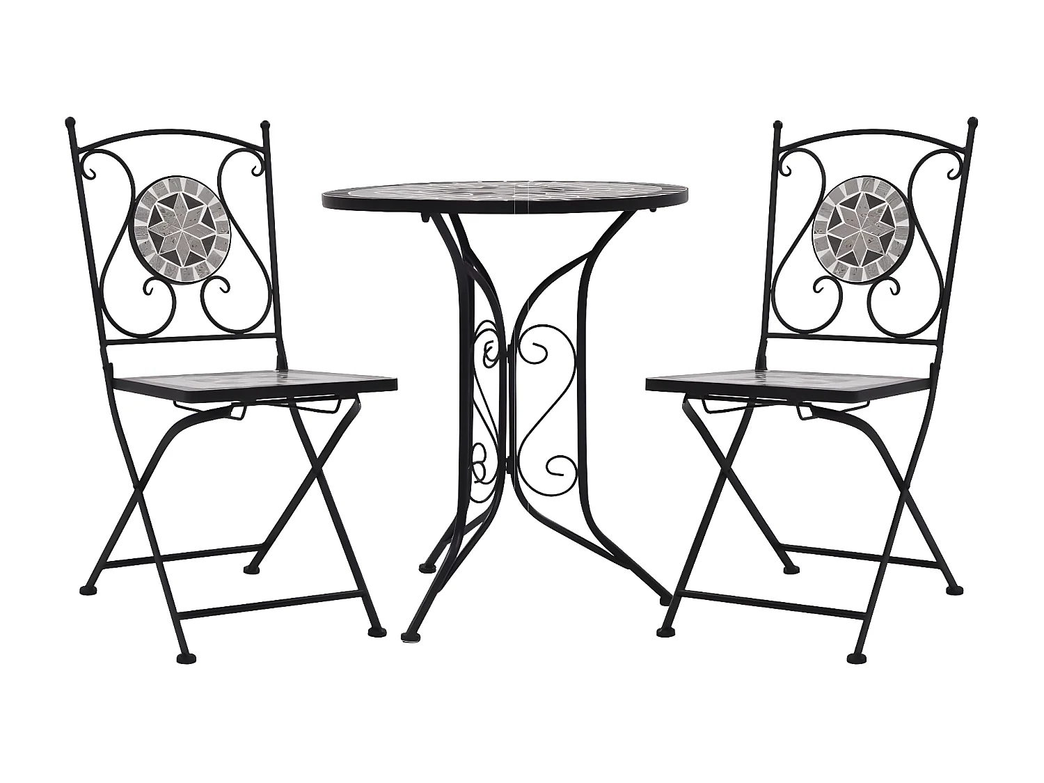 Mobilier de bistro 3 pcs mosaïque Carreaux céramiques Gris GFDF19855