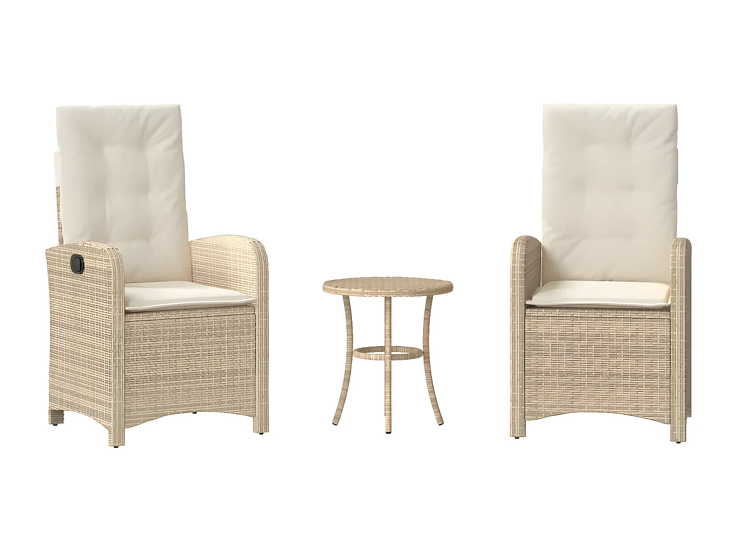 Ensemble de bistro 3 pcs avec coussins beige résine tressée GFDF37462