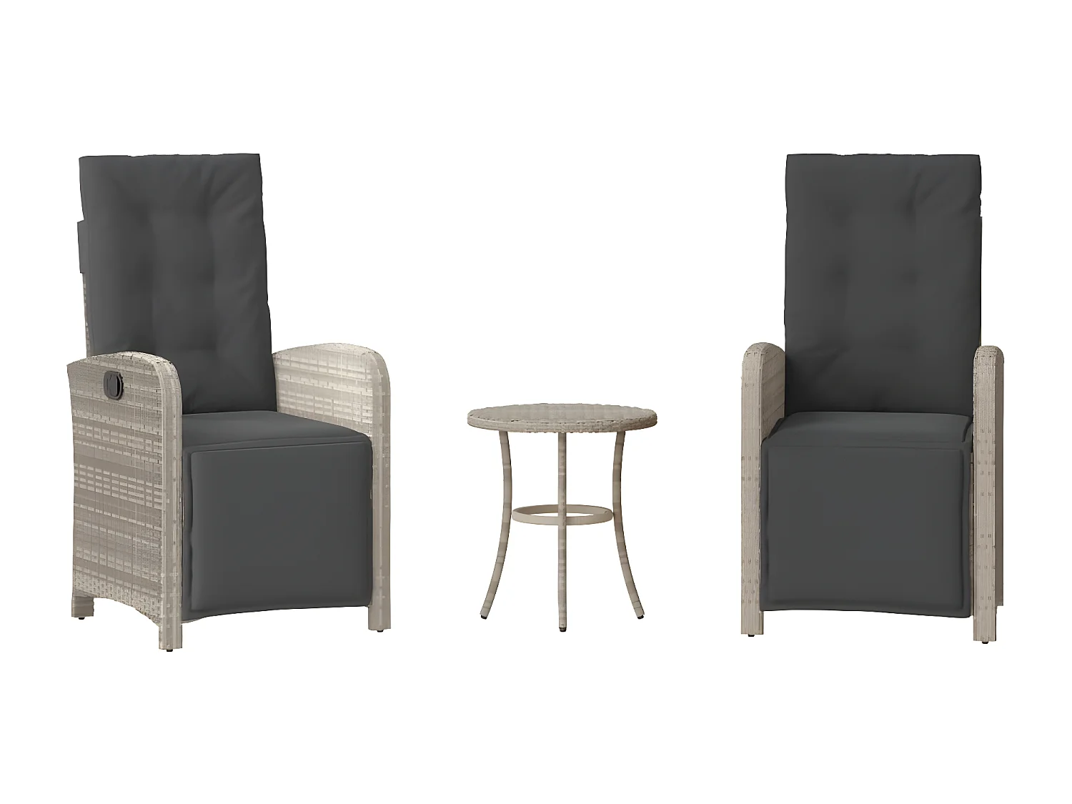 Ensemble de bistro 3 pcs et coussins gris clair résine tressée GFDF44658