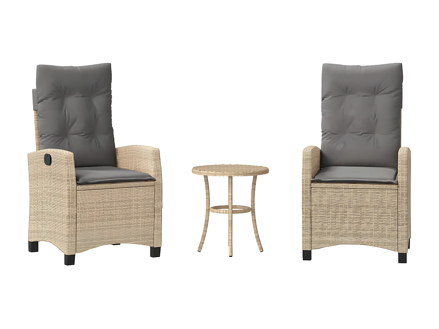 Ensemble de bistro 3 pcs coussins mélange beige résine tressée GFDF79573