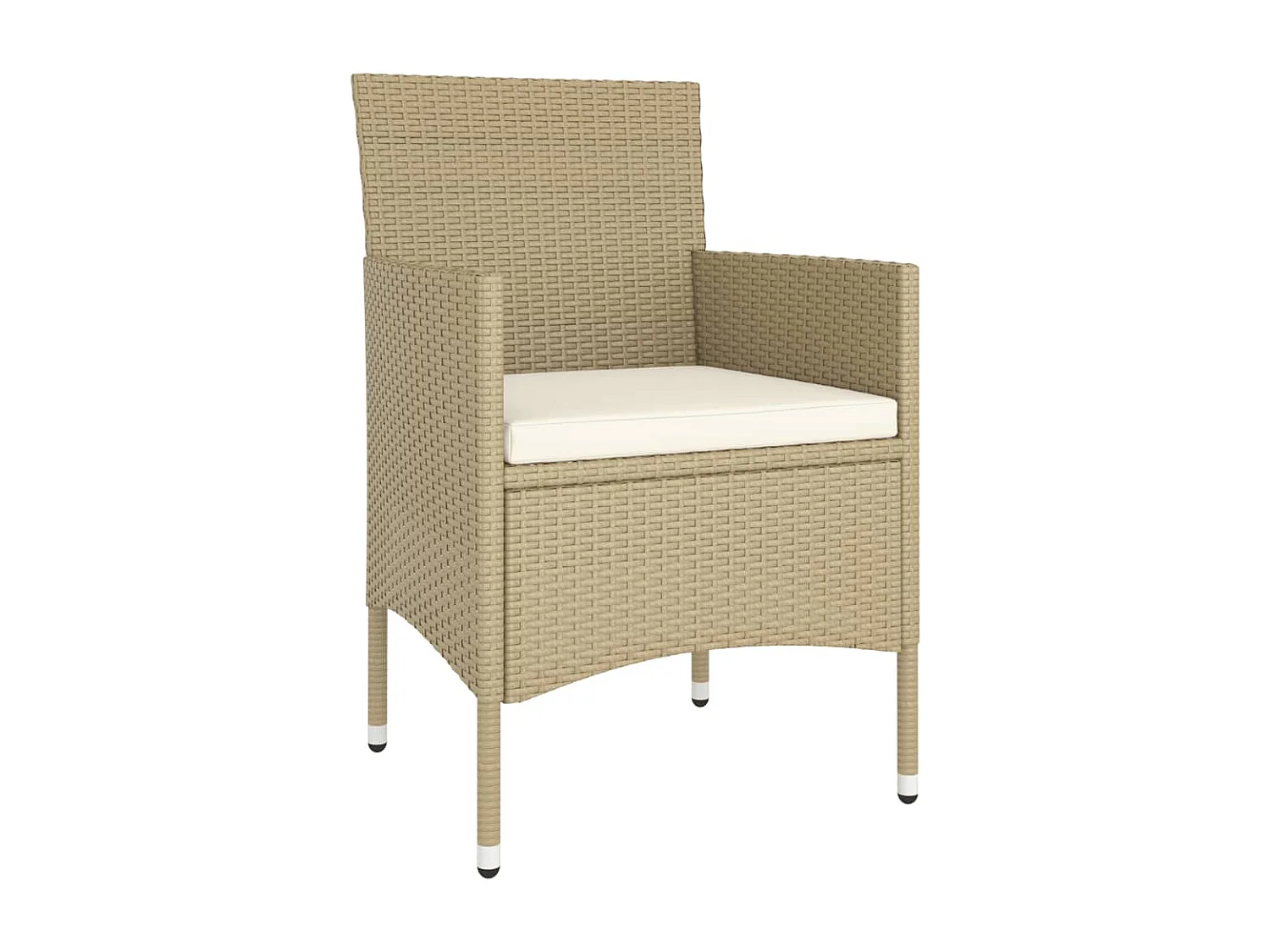 Ensemble de bistro 5 pcs Résine tressée et verre trempé Beige GFDF13560