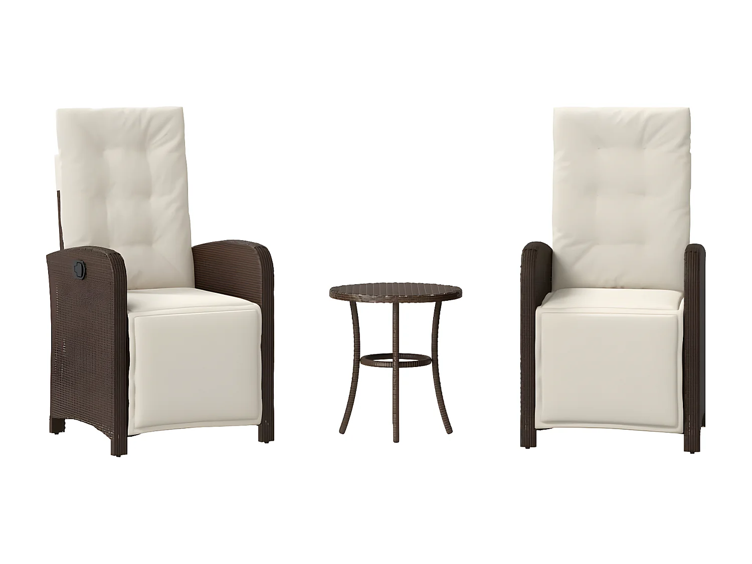 Ensemble de bistro 3 pcs avec coussins marron résine tressée GFDF45399