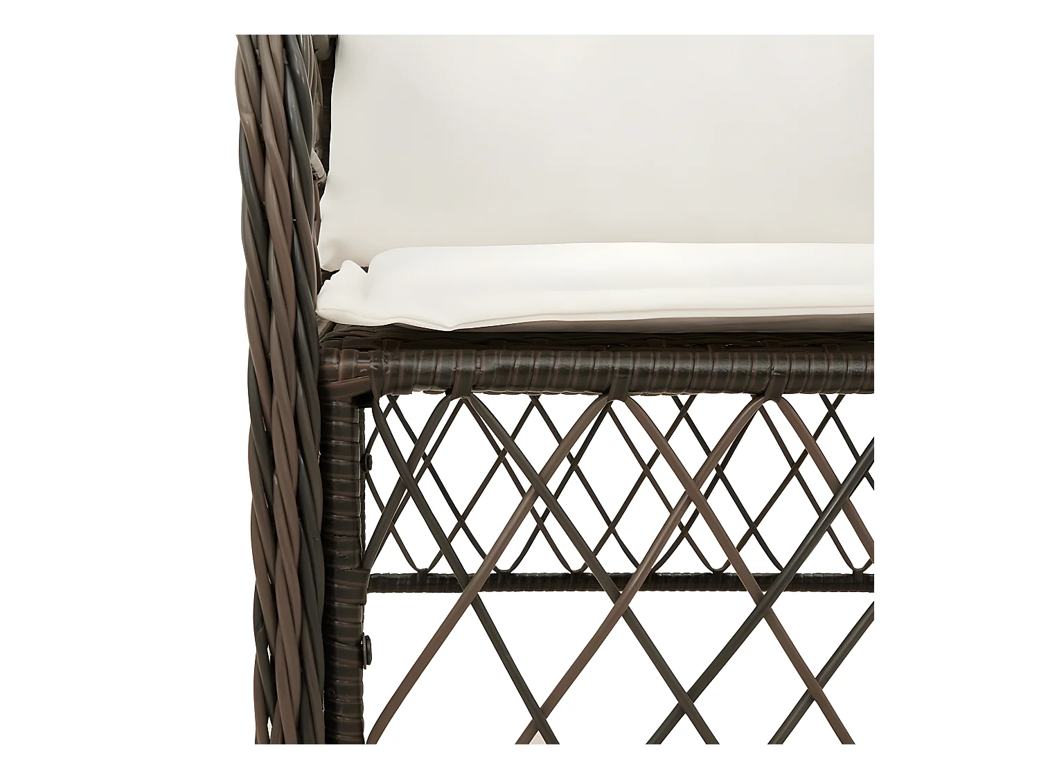 3-delige Bistroset met kussens poly rattan bruin NL854210