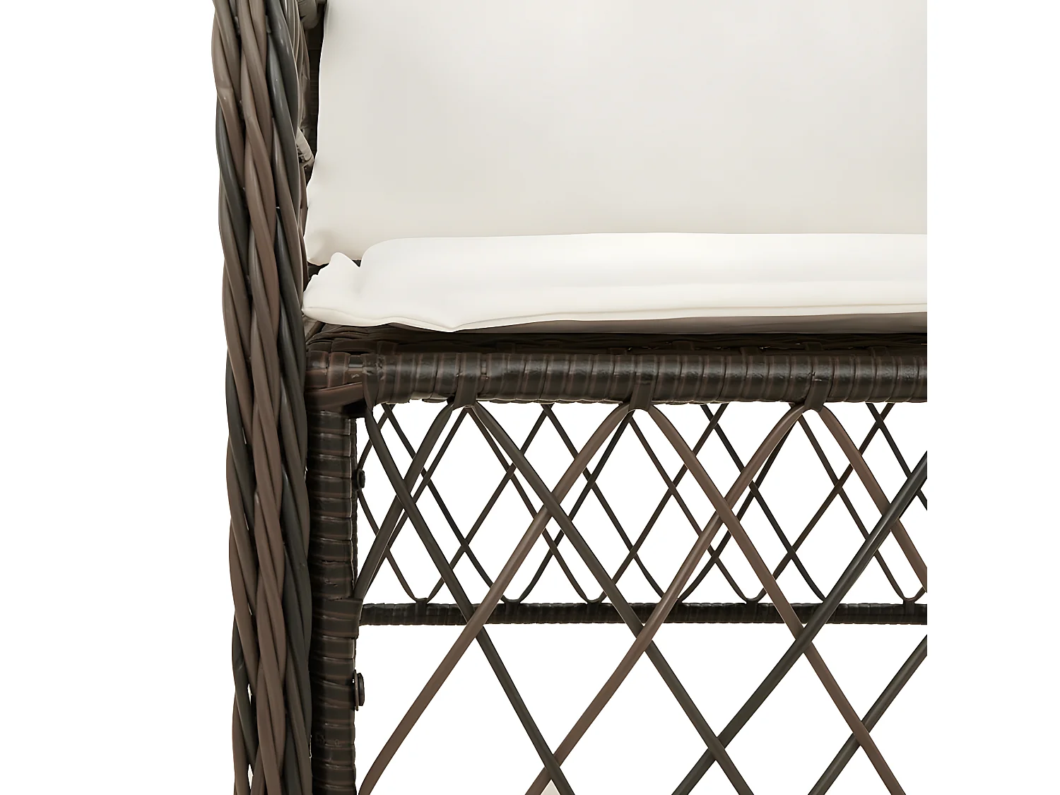 Ensemble de bistro 3 pcs avec coussins marron résine tressée GFDF63067