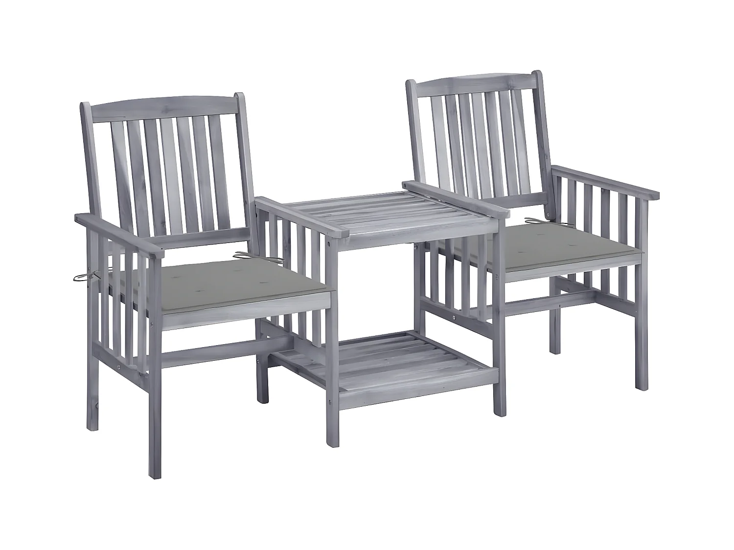 Salle à manger de jardin-Chaises de jardin avec table à thé et coussins Acacia solide GFDF93982