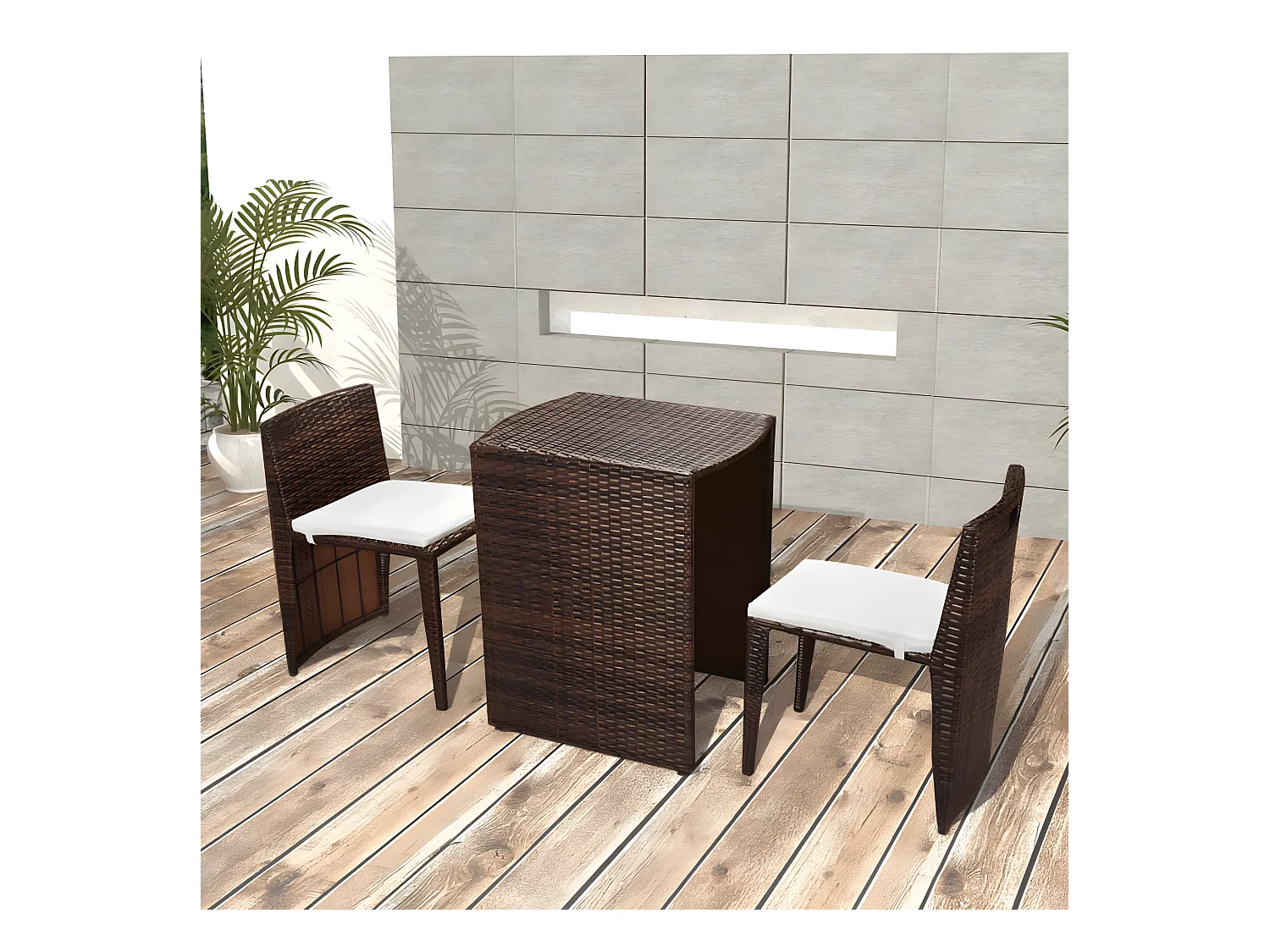Ensemble de bistro 3 pcs avec coussins Résine tressée Marron GFDF49260