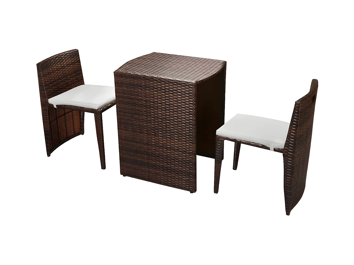 3-delige Bistroset met kussens poly rattan bruin NL982870