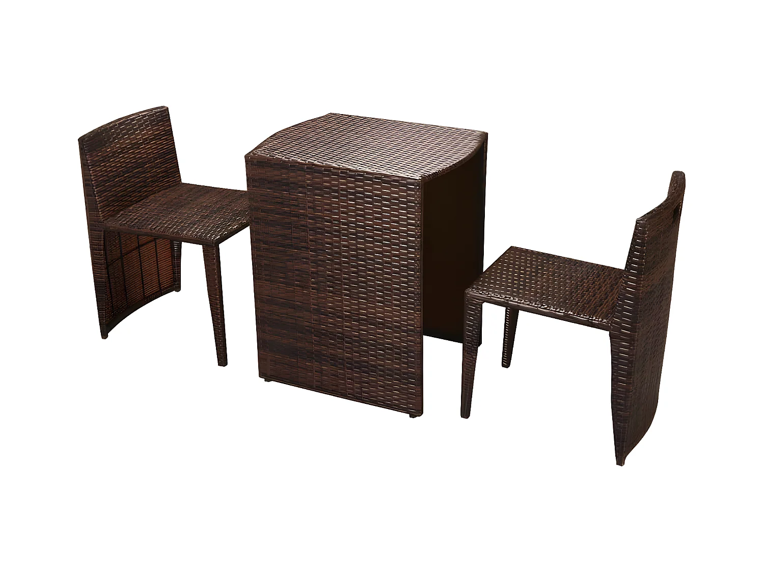 3-delige Bistroset met kussens poly rattan bruin NL982870