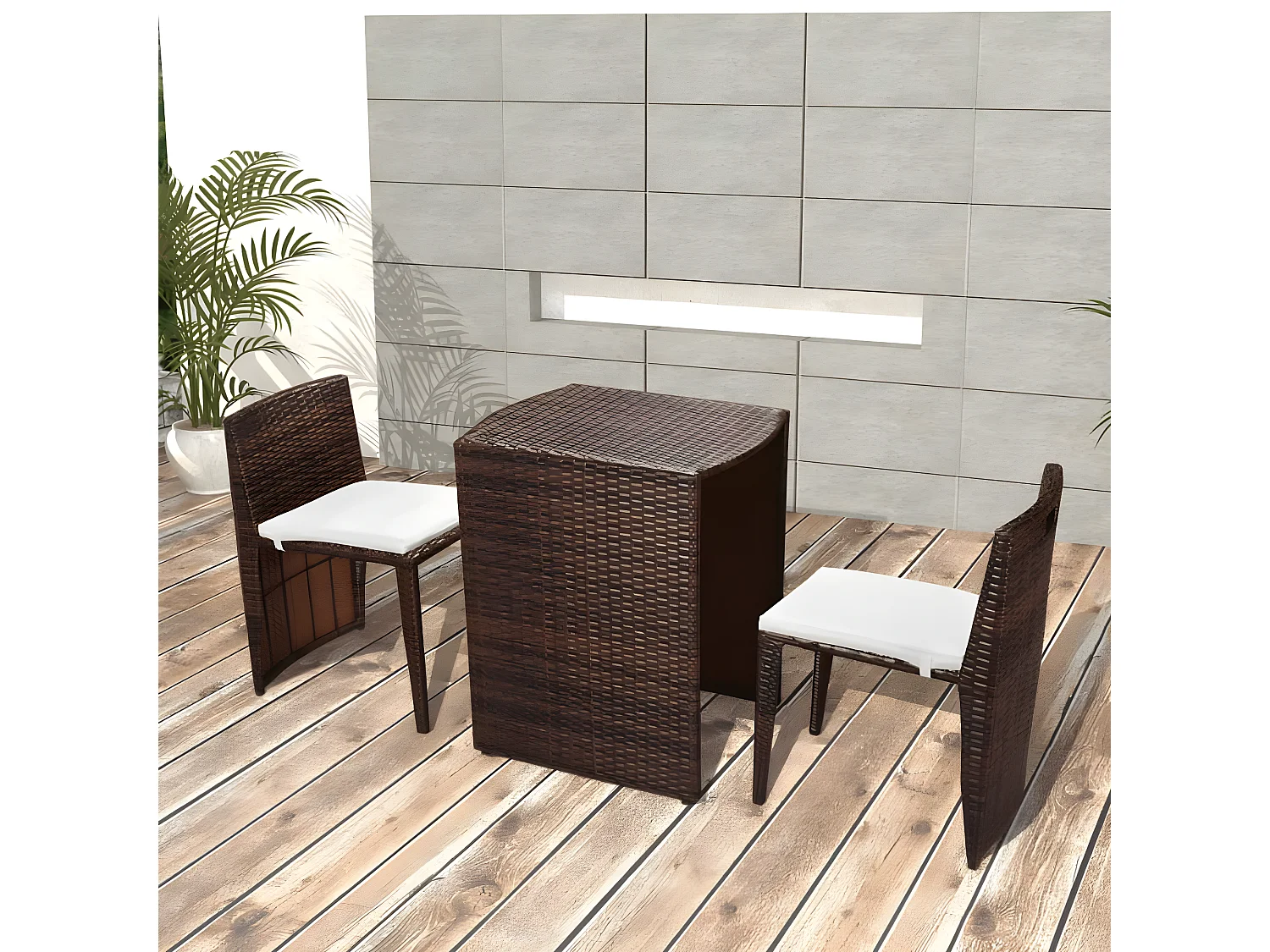 Ensemble de bistro 3 pcs avec coussins Résine tressée Marron GFDF49260