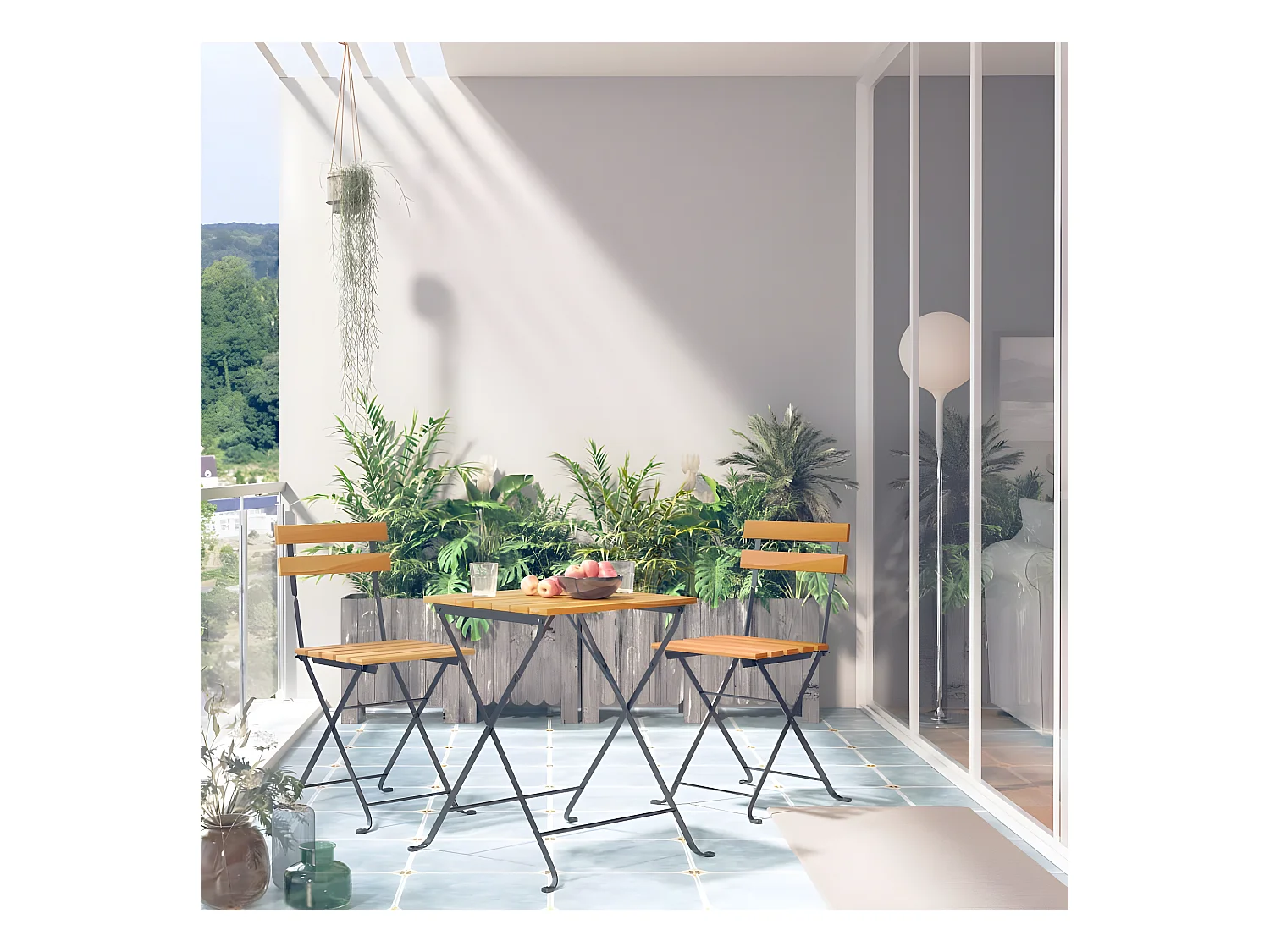 Mobilier de bistro pliable 3 pcs Bois d'acacia solide GFDF63652