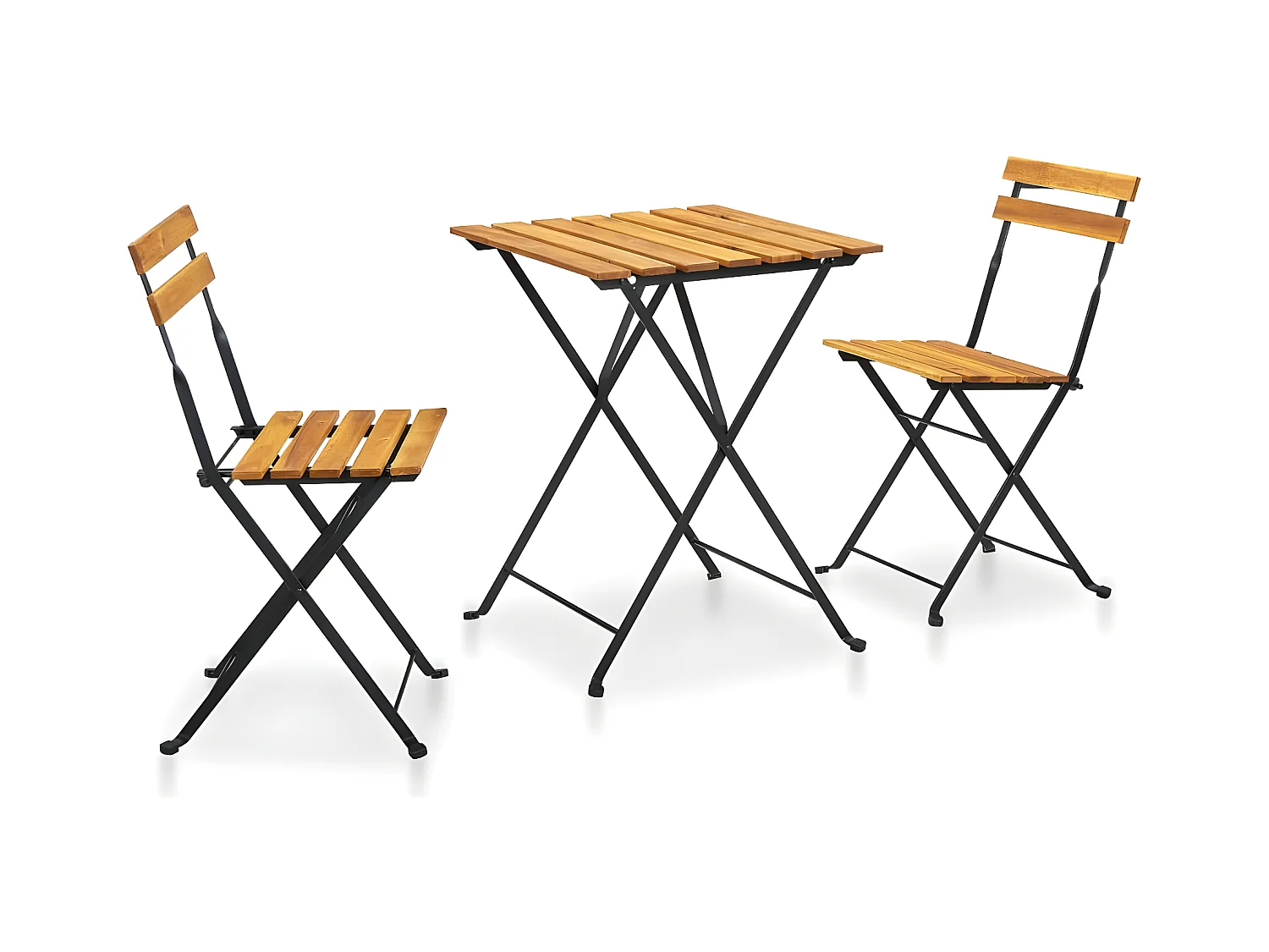 3 pzas Comedor de jardín plegables madera maciza de acacia KOW54009