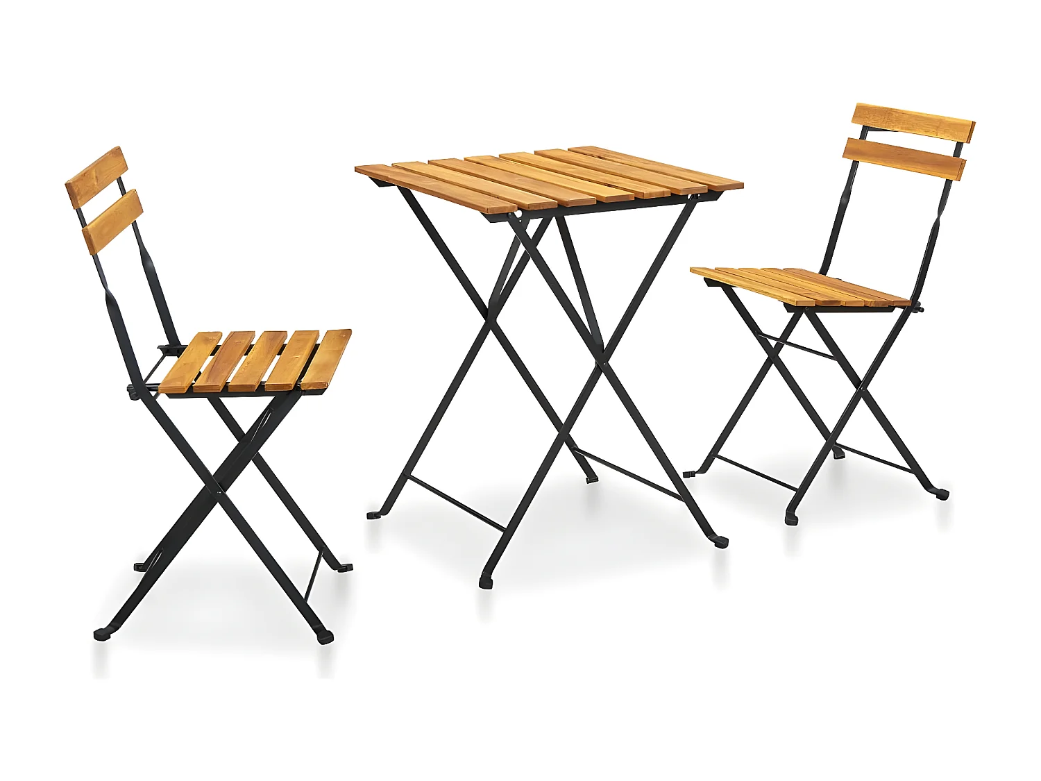 Mobilier de bistro pliable 3 pcs Bois d'acacia solide GFDF63652