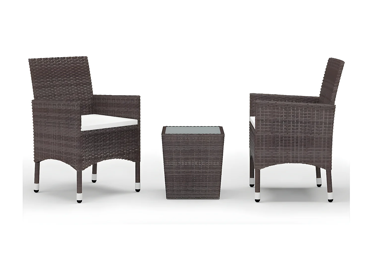 Ensemble de bistro 3 pcs Résine tressée et verre trempé Marron GFDF11401