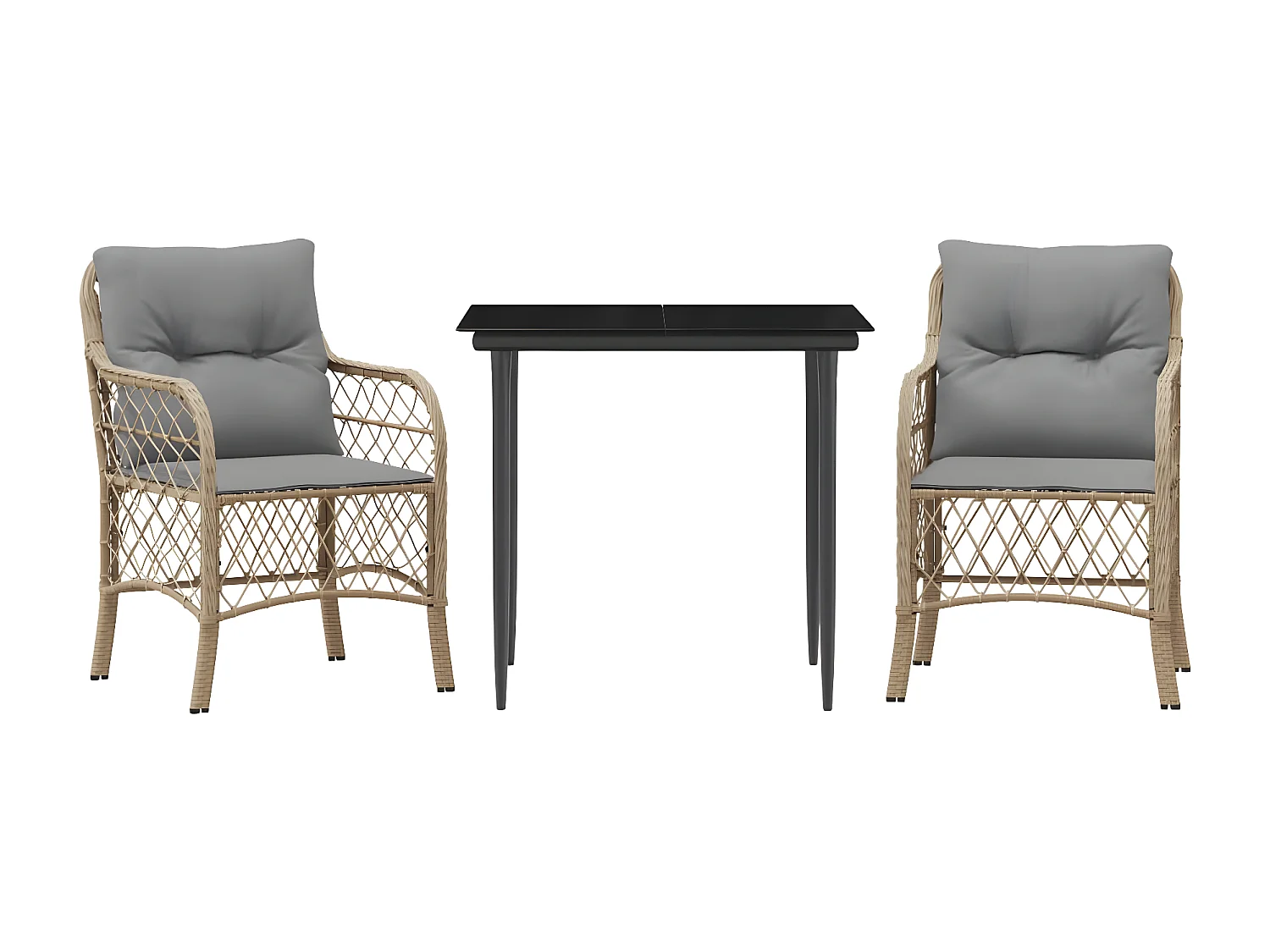 Ensemble de bistro 3 pcs coussins mélange beige résine tressée GFDF21443