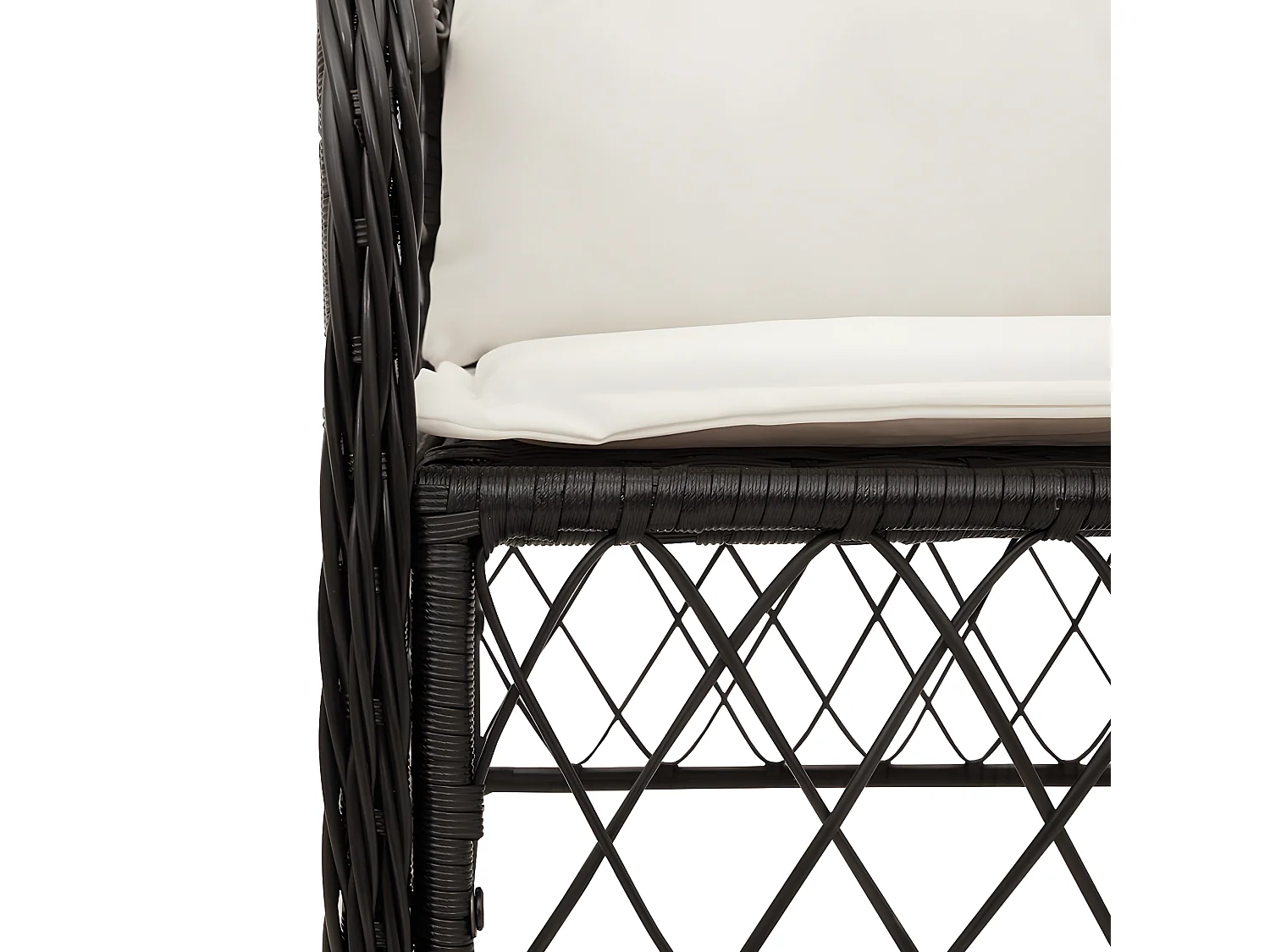 Ensemble de bistro 3 pcs avec coussins noir résine tressée GFDF81825