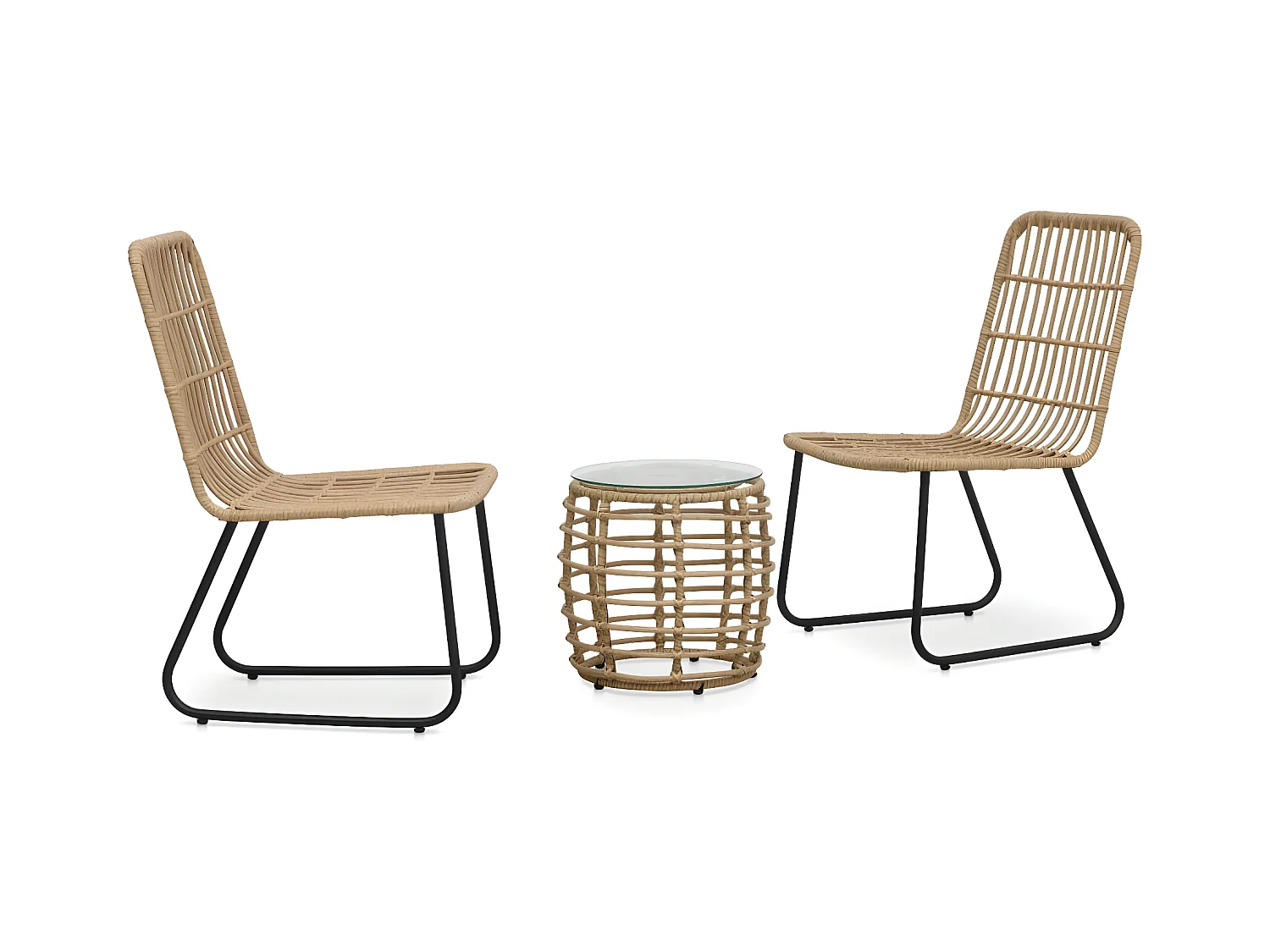 Ensemble de bistro 3 pcs Résine tressée Chêne GFDF51363