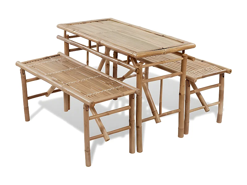 Mesa de cerveja com 2 bancos 100 cm bambu PT615820