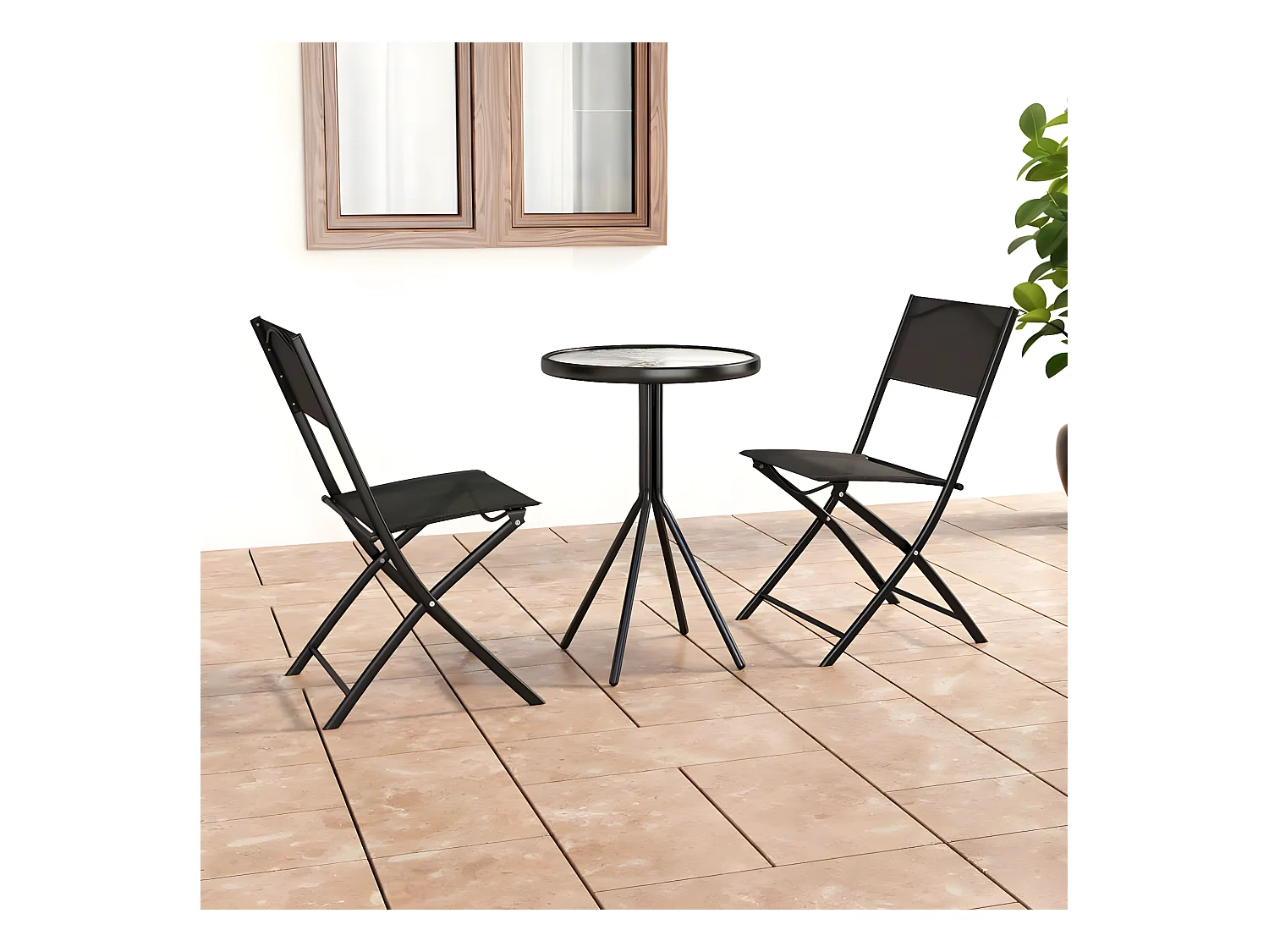 Ensemble de bistro 3 pcs Acier Noir GFDF24206