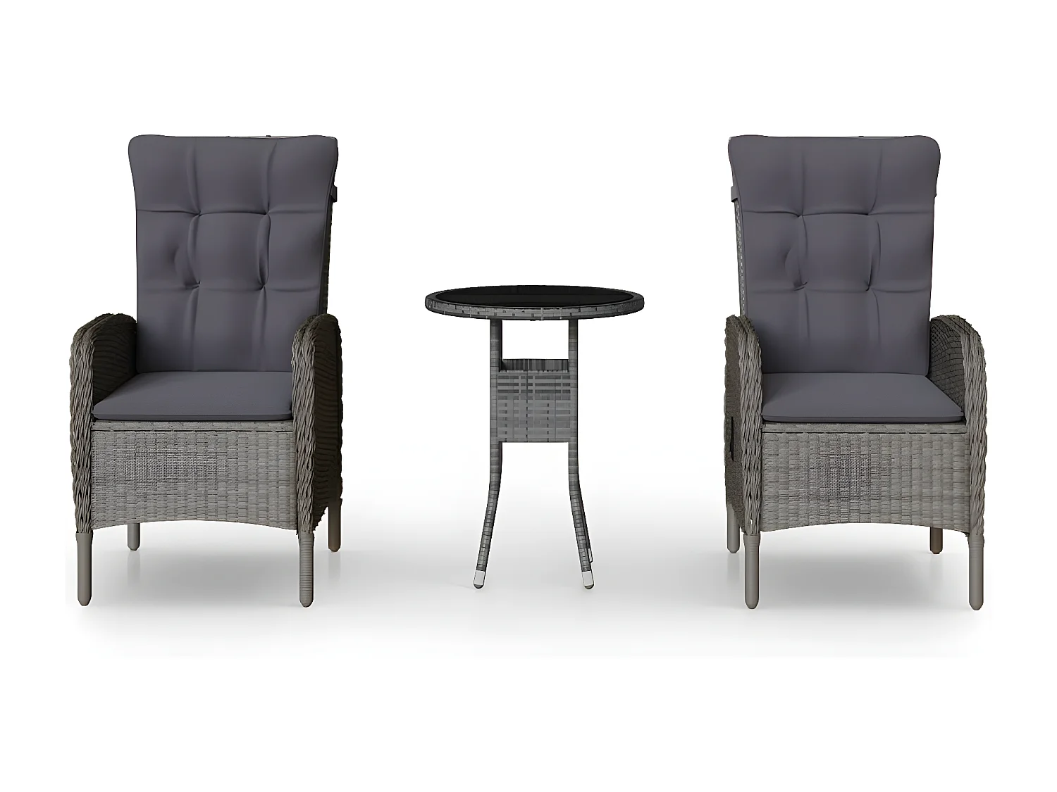 Mobilier de bistro de jardin 3 pcs Résine tressée Gris GFDF14755