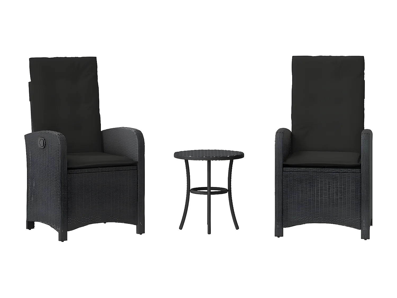 Ensemble de bistro 3 pcs avec coussins noir résine tressée GFDF90326