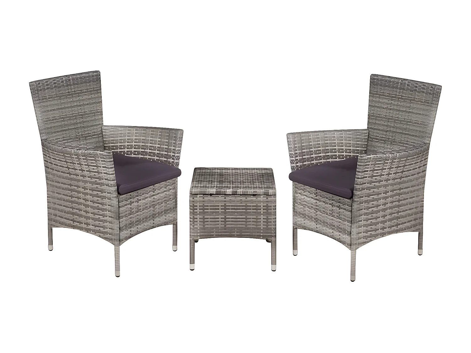 Mobilier de bistro 3 pcs Résine tressée Gris GFDF36605