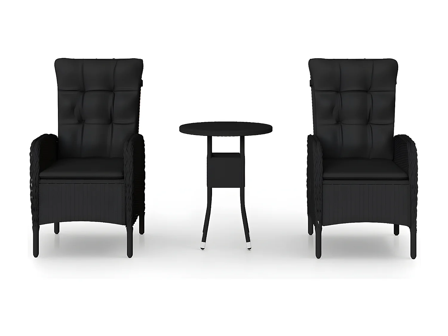 Mobilier de bistro de jardin 3 pcs Résine tressée Noir GFDF54194