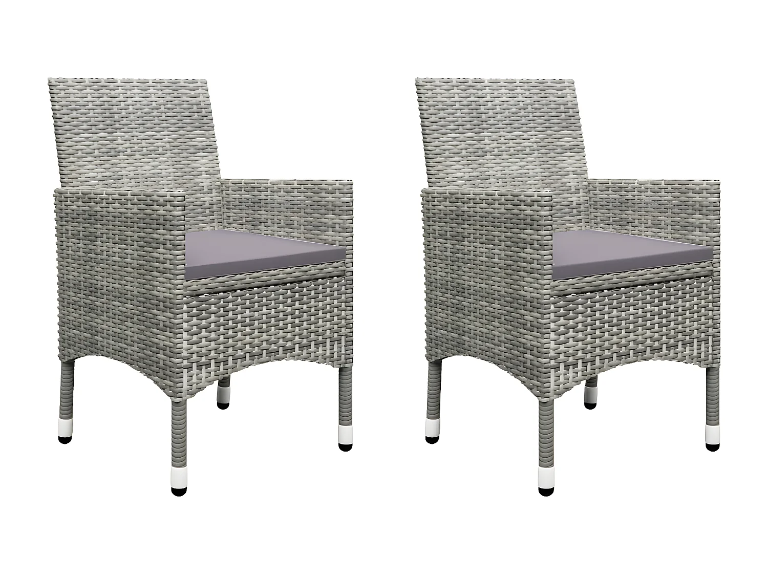 3 pzas Comedor de jardín pzs ratán sintético vidrio templado gris KOW75568