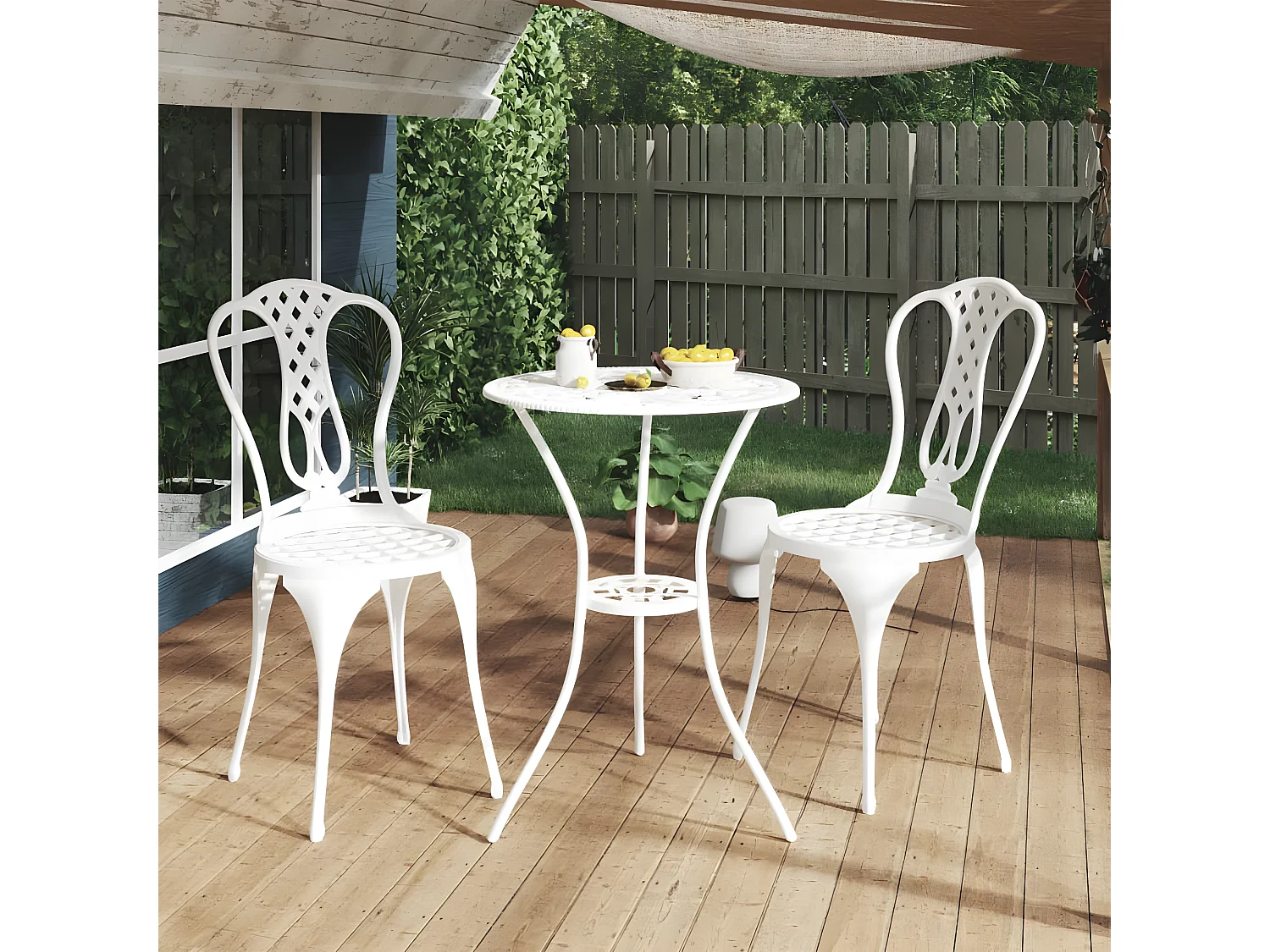 Ensemble de bistro 3 pcs Aluminium coulé Blanc GFDF15382