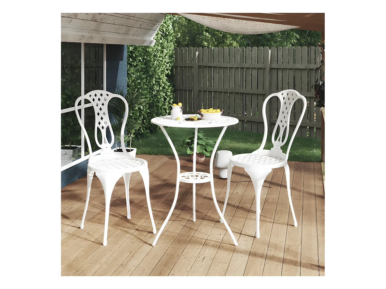 Ensemble de bistro 3 pcs Aluminium coulé Blanc GFDF15382