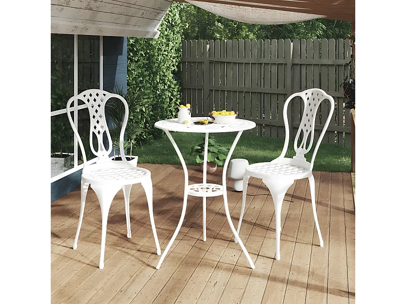 Ensemble de bistro 3 pcs Aluminium coulé Blanc GFDF15382