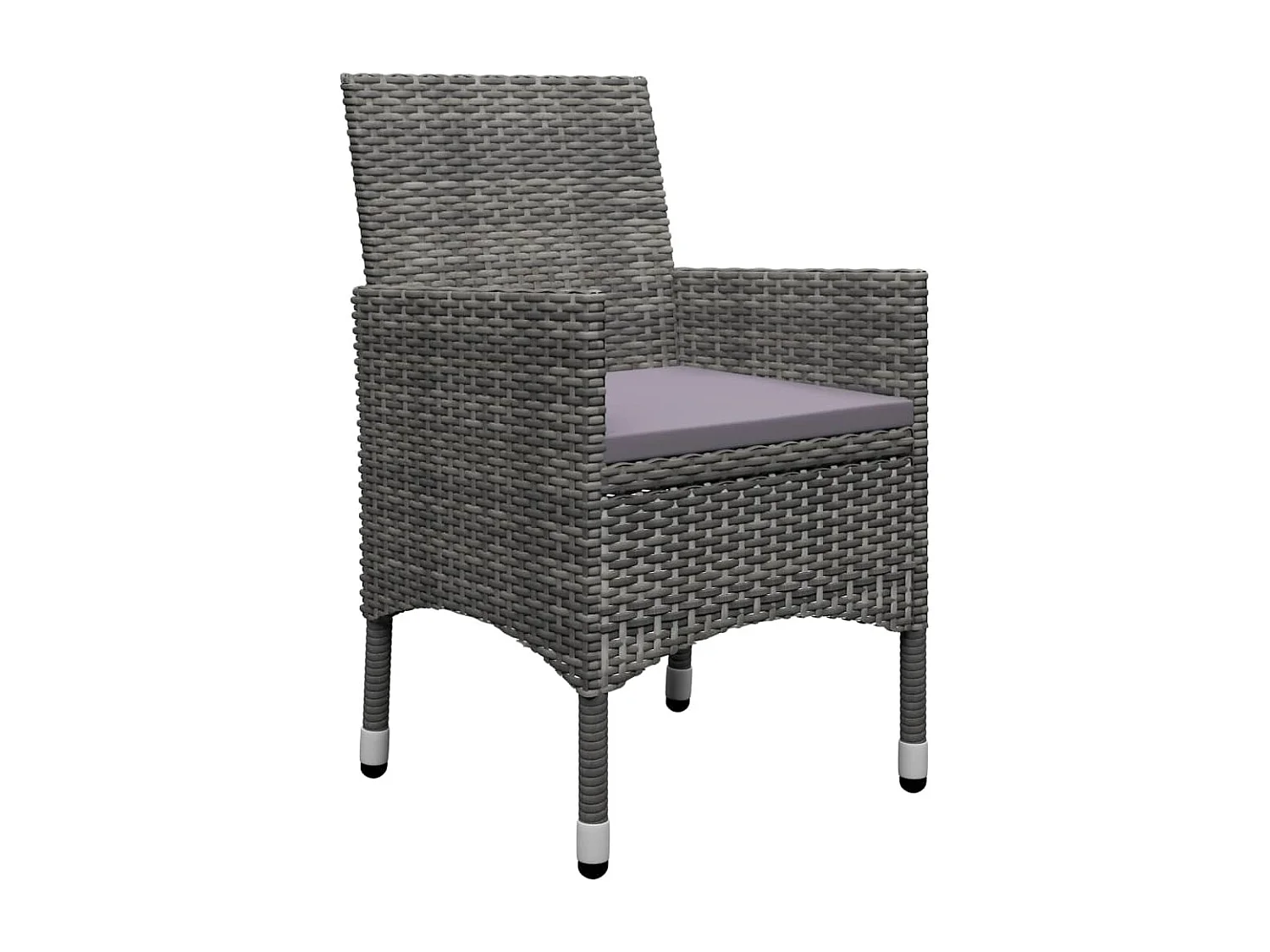 Ensemble de bistro 3 pcs Résine tressée et verre trempé Gris GFDF86484