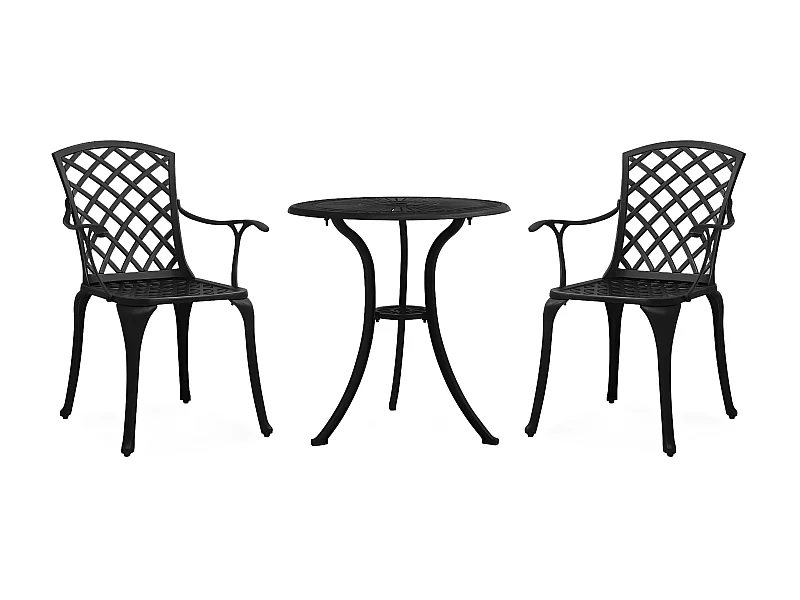 3-delige Bistroset gietaluminium zwart NL368584