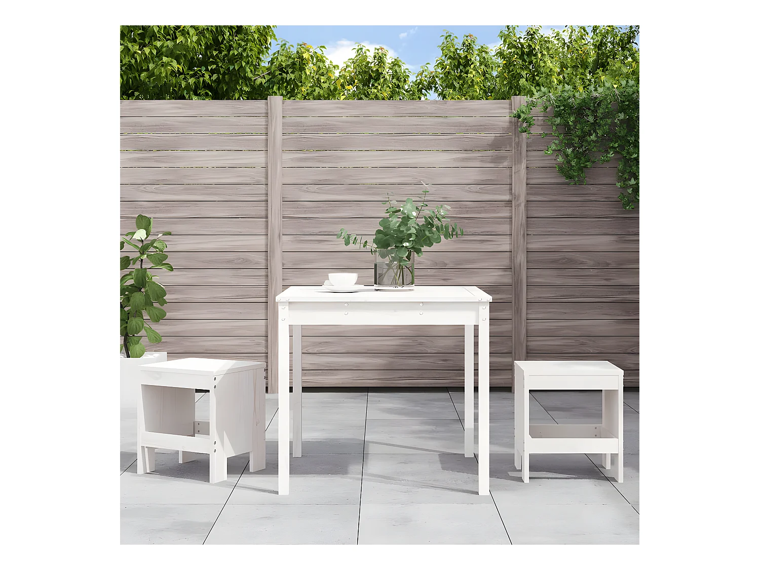 Ensemble de bistrot de jardin 3 pcs blanc bois de pin massif GFDF19112