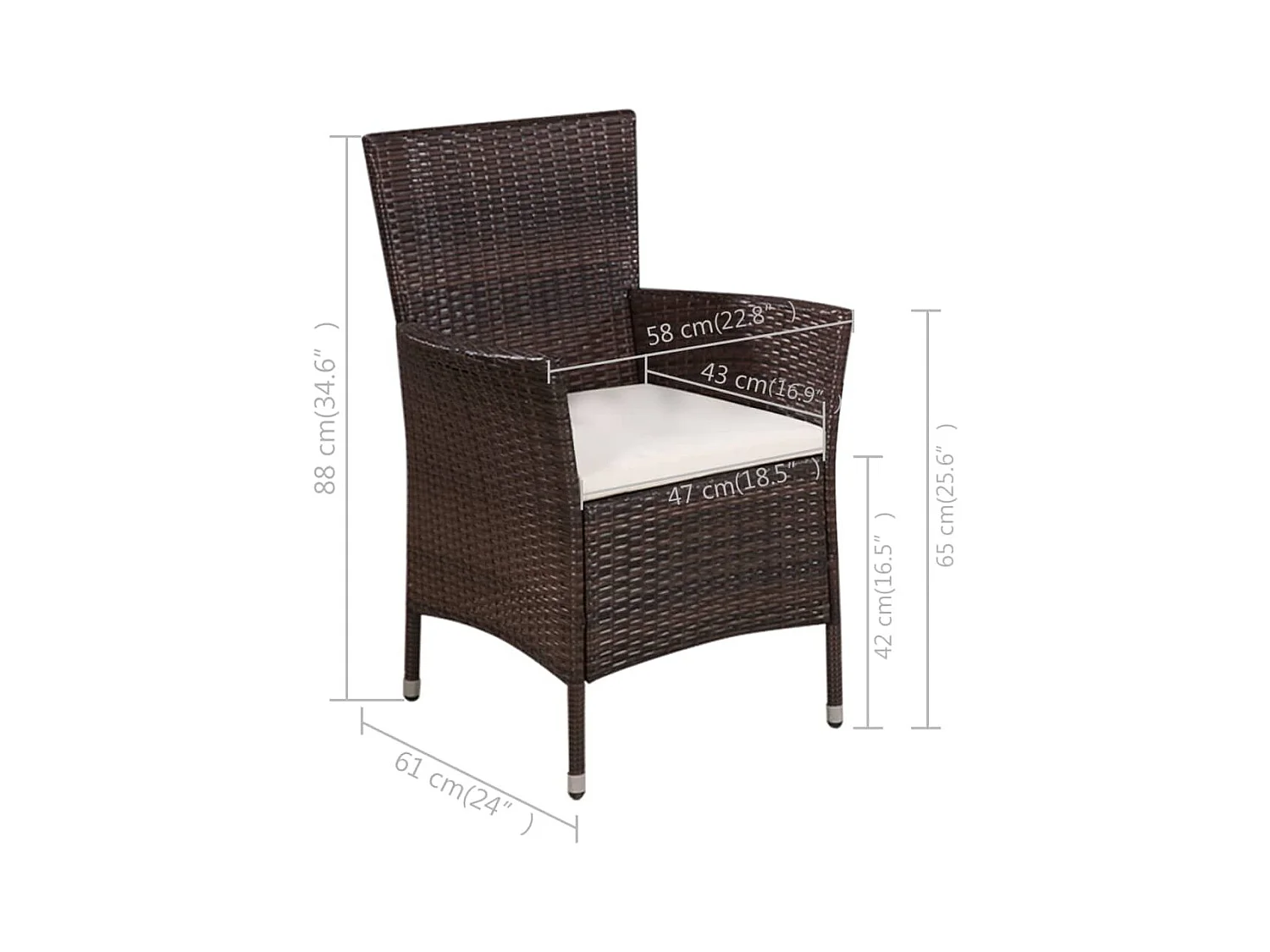 3-delige Bistroset poly rattan bruin NL729155