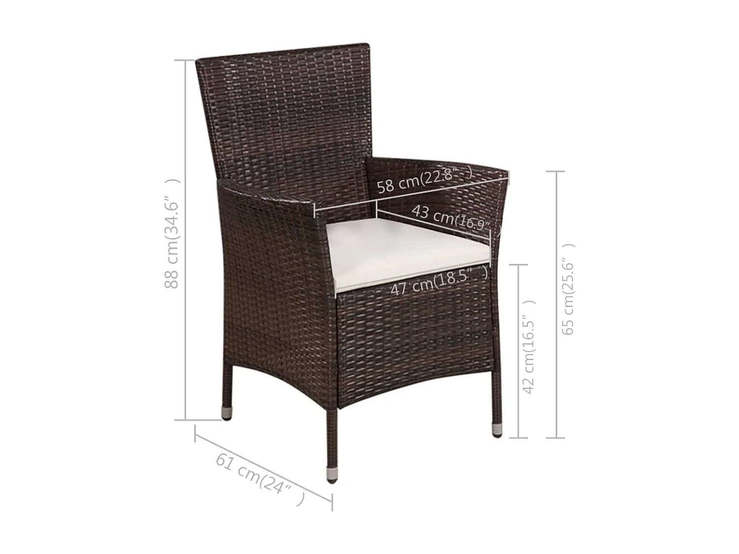 Mobilier de bistro 3 pcs Résine tressée Marron GFDF41401