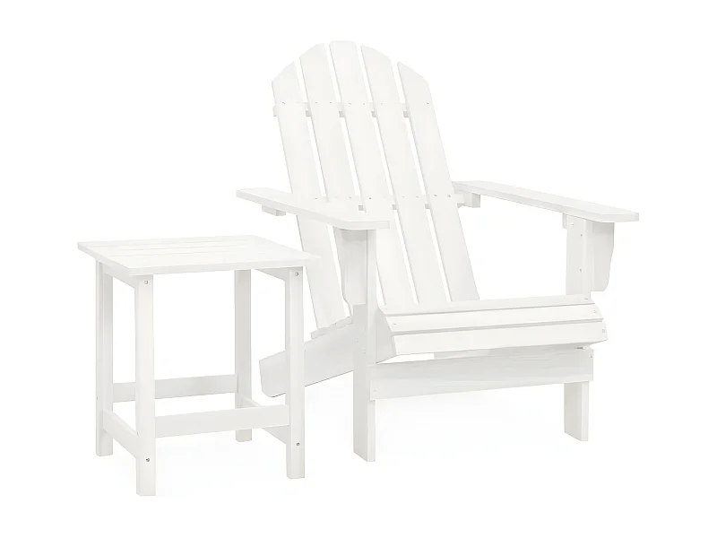 Cadeira de jardim Adirondack com mesa madeira de abeto branco PT963481