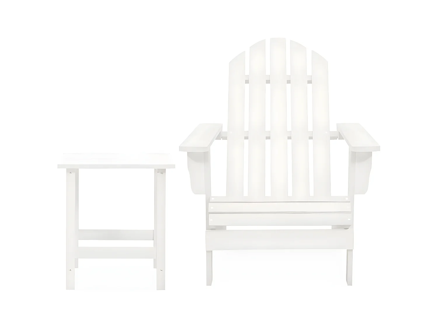 Salle à manger de jardin-Chaise de jardin Adirondack avec table Bois de sapin Blanc GFDF25547