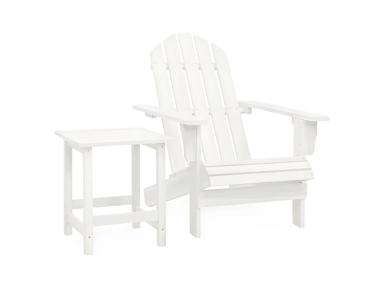 Salle à manger de jardin-Chaise de jardin Adirondack avec table Bois de sapin Blanc GFDF25547