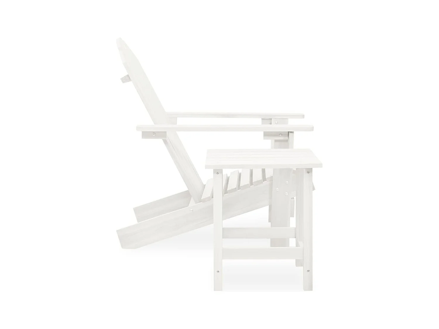 Silla con otomana y mesa jardín Adirondack macizo abeto blanco KOW84441