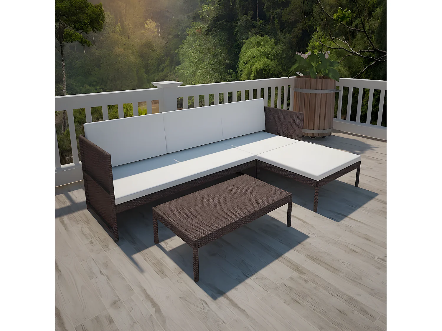 Mobilier de jardin à 3 places Résine tressée Marron GFDF77256